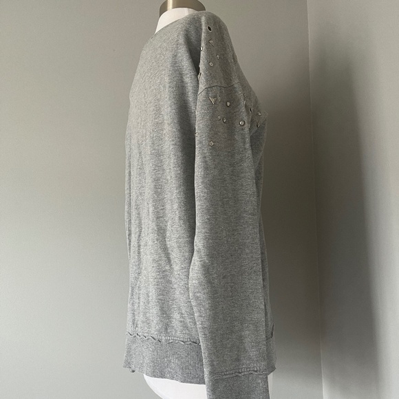 NWT JOE’S Distressed Gray Jeweled Studded Long Sleeve Relaxed Sweatshirt Top S - Picture 6 of 10